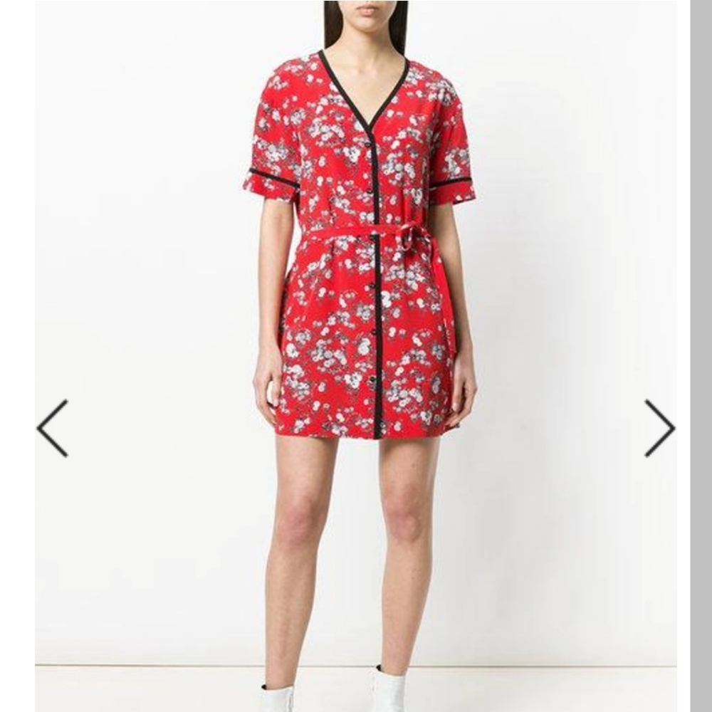 Rag & bone zac red floral silk dress size xs